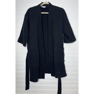 Turquaz Waffle Spa Robe Lightweight Kimono Bathrobe Black Large